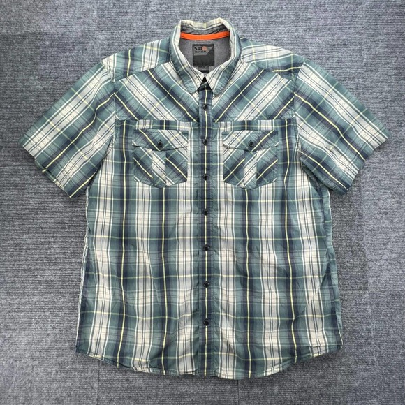 5.11 Tactical Double Flex Covert Snap Button Shirt Mens M Green Plaid RAPIDraw - Picture 1 of 9